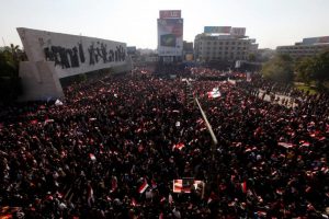 Supporters of Iraqi Shi'ite cleric Moqtada al-Sadr shout slogans during a protest demanding an overhaul of the elections supervision commission ahead of provincial elections due in September, in Baghdad,Iraq February 11, 2017. REUTERS/Alaa Al-Marjani
