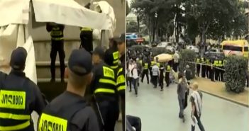 პარლამენტის წინ ნიკა მელია და გიორგი ხაბურძანია დააკავეს